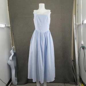 Charles Henry Kleid Damen Large hellblau Leinen Viskose Sommerkleid gesmokter Rücken - Bild 1 von 15