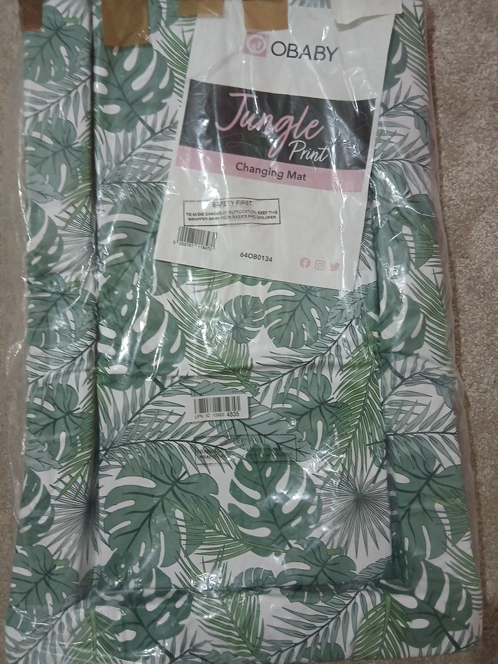 Baby Foam Changing Mat Easy Clean PVC Jungle Print Green Obaby - Image 1 of 2