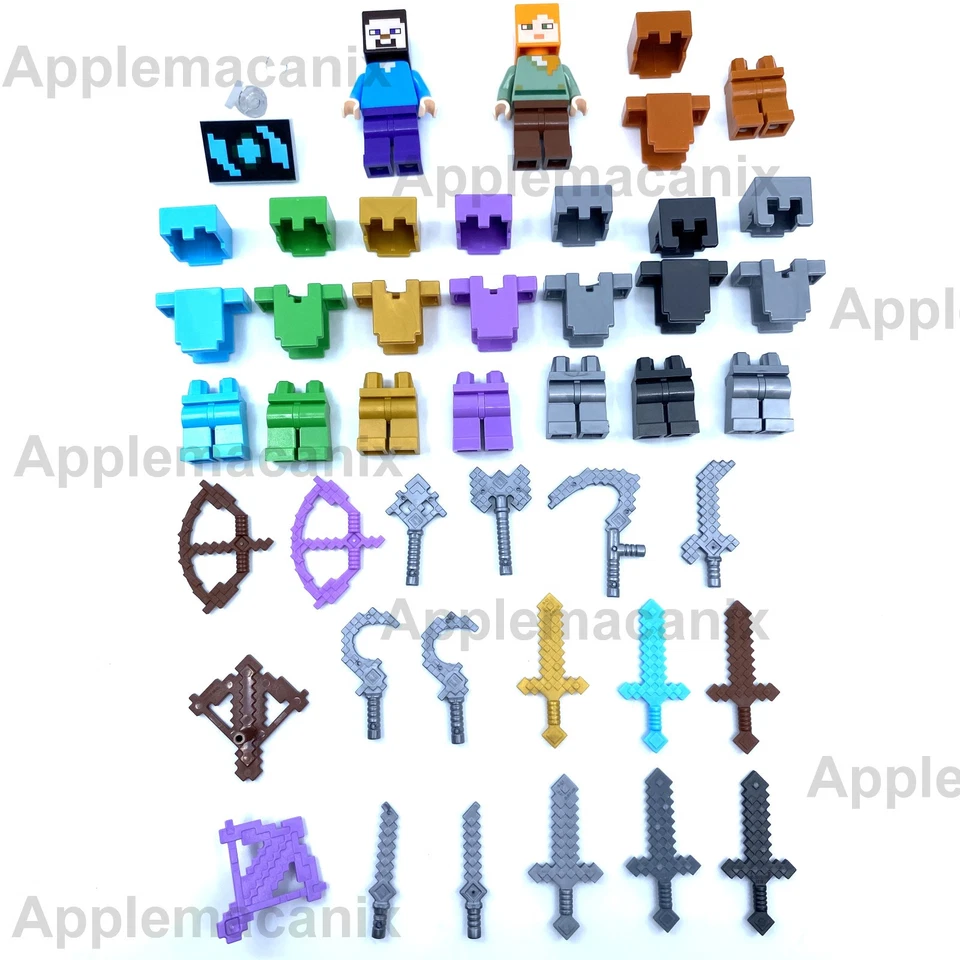 NUEVO Auténtico LEGO Minecraft Steve Alex Figuras Casco Pecera Juegos, Espada Arco Foto 1 de 1