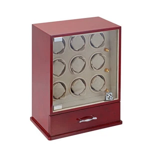 Caja de almacenamiento enrolladora automática Diplomat Estate madera de cerezo nueve relojes  - Imagen 1 de 5