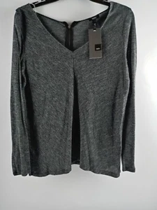 Mossimo Blouse Women Size XSTP Gray Lightweight V-Neck Back Zip up Long Sleeve - Picture 1 of 10