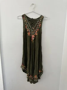 Cocoom Med Sleeveless Dress Green Boho Teopical Beach - Picture 1 of 8
