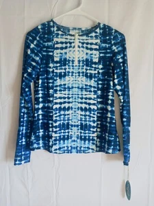 Mynah Swim Shirt Womens Small Front Rash Guard Zip Swimsuit Beach Tie Dye Hippie - Picture 1 of 5