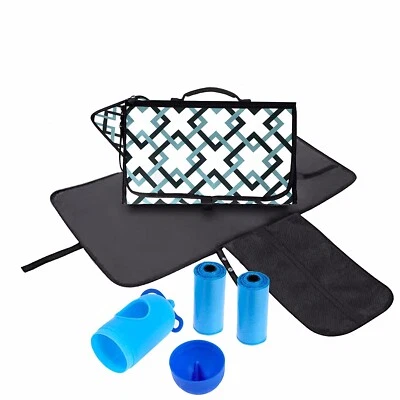 Diaper Caddy, Nursery Organizer: Blue and Grey Chevron, Best Portable Washable  - Image 1 of 4