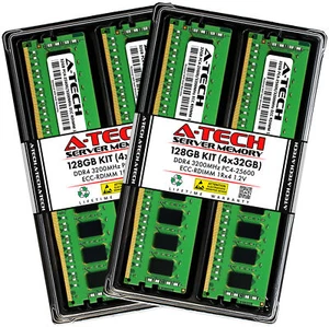 A-Tech 128GB 4x 32GB 1Rx4 PC4-25600R RDIMM DDR4 3200 ECC REG Server Memory RAM - Picture 1 of 4