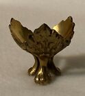 Vintage Brass Easter Egg Base Holder Footed Feathers 1 5/8" across UNUSUAL