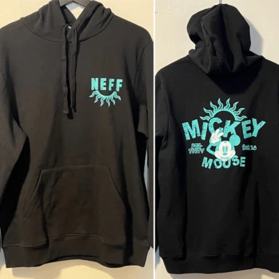NEFF Black and Mint Green Mickey Mouse Hoodie Sweatshirt-XL NWT - Image 1 of 4
