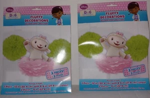 Lot Of 2 Disney Doc McStuffins Fluffy Decorations 3 Pc. Packs, 6 Pcs. Total - Picture 1 of 5