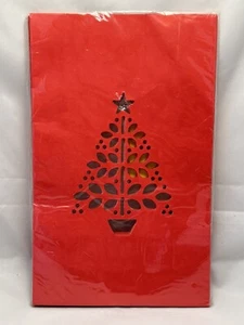 Christmas Tree Paper Luminary Bags Set of 6 NOS 10.5" x 6/5" Red Luminaries *C34 - Picture 1 of 6