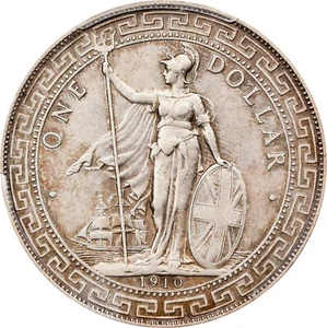 Great Britain Edward VII Trade Dollar 1910-B PCGS AU-53 Gold Shield Bombay Mint - Picture 1 of 6