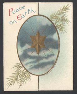 Vintage Goldtone Christmas Card Unto Us a Child is Born Manger Scene GERMANY - Picture 1 of 8