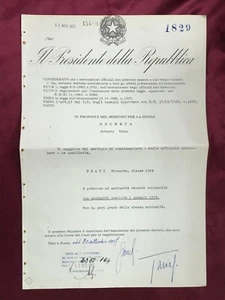 Autograph GIOVANNI GRONCHI (†1978)-President ITALY 1950s-handsigned Document - Picture 1 of 8