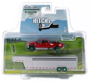 1:64 GreenLight *RED* 2019 Ford F350 Dually w/LIVESTOCK TRAILER GREEN MACHINE - Picture 1 of 1