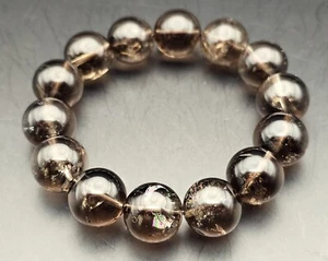 Pulsera de cuarzo natural ahumado de alta calidad con cuentas de cristal arco iris 14,4 mm - Imagen 1 de 7