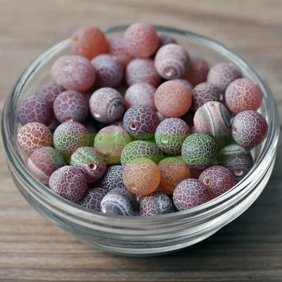 Lote al por mayor de cuentas de piedras preciosas redondas de ágata esmerilada de 6 mm 8 mm 10 mm 12 mm Foto 1 de 4