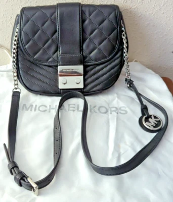 Michael Kors Sloan Medium Top Handle Satchel Leather/Chain Crossbody Black - Image 1 of 4