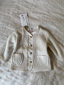 NEW ZARA BABY GIRL BOY COMBINATION TEXTURED JACKET ECRU WHITE 3-6M - Picture 1 of 9
