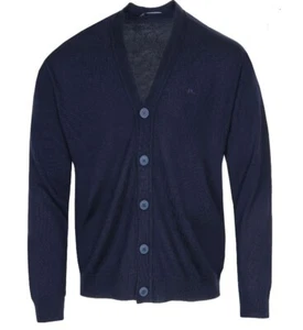 j lindeberg lucas merino cárdigan tejido lana azul marino reino unido talla xxl - Imagen 1 de 1