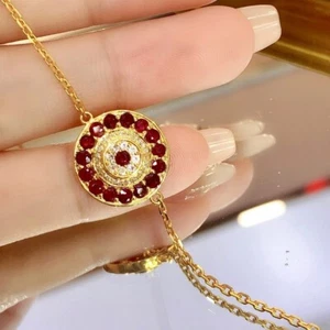 2.00Ct Round Cut Lab-Created Ruby Diamond Chain Bracelet 14K Yellow Gold Plated - Picture 1 of 4