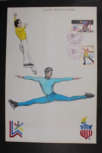 1980 Olympic Games Opening Day / MB Gold Skiing Hand Painted Cachet - L40778 - Picture 1 of 1