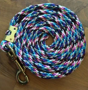 Horse Nylon poly round Lead Rope 80 inches with brass Swivel Snap multi colored - Picture 1 of 2