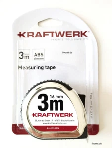 KRAFTWERK Profi Maßband 3 Meter Rollmeter Chrom und gummiert - Bild 1 von 1