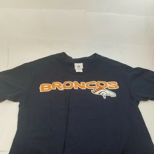 Vintage Medium Denver Broncos T-Shirt NFL Logo Blue Solid Football Imagewear - Picture 1 of 8
