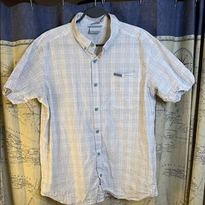 Columbia Blue and White Casual Button Down short sleeve Shirt Large - Picture 1 of 5