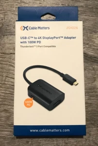 Cable Matters USB-C to DisplayPort 8K 60HzAdapter with 100W Charging comp. TB3/4 - Picture 1 of 8