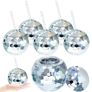 6 Pieces Disco Ball Cup With Lid And Straw 20 Ounce Disco Party Cups 1970s Mirro - Picture 1 of 7