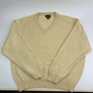 Club Room Men's Sweater 2-Play 100% Cashmere V Neck Pullover Cream Yellow XL - Picture 1 of 23