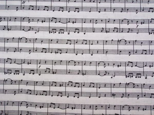 Sheet Music Cotton Fabric 9"x21"   Cotton  Fabric, Cotton Fabric scrap - Picture 1 of 1