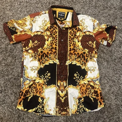 Barabas Shirt Mens L Multicolor Baroque Renaissance Print Beaded Button Down - Image 1 of 4