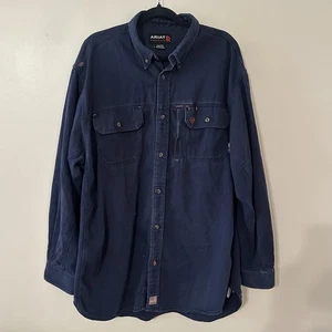Ariat Hemd Herren XXL Navy FR Flame Resistant CAT 2 Robust Knopf Hemd Taschen - Bild 1 von 18