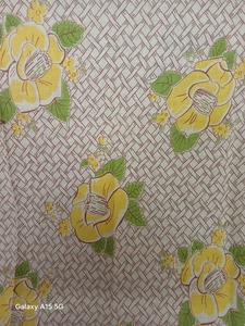 1940s Full Feed Sack Fabric 36" x 40" Opened lot #9 yellow, and brown floral - Picture 1 of 3