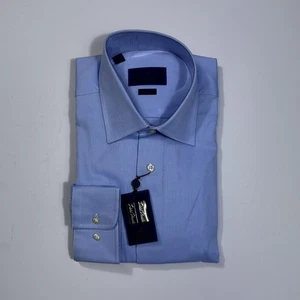 $155 New DAVID DONAHUE Regular Fit Men's Size Large L 16in Blue L/S Button Front - Picture 1 of 5