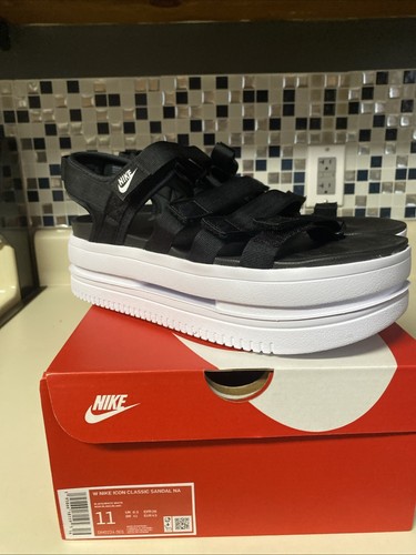 Nike Icon sandali classici donna taglia 11 plateau bianco e nero DH0224 001
