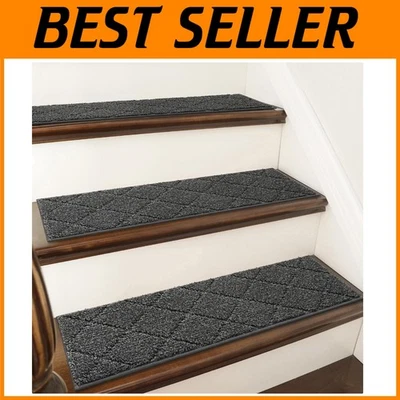 Pet-Friendly Stair Rugs 28x9in 15pc Black - Image 1 of 4