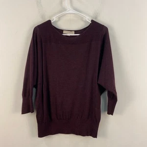 LOFT Womens Medium Sweater Top Knit Short Sleeve Purple Wool Blend Stretch 9693 - Picture 1 of 7