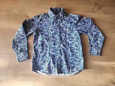 Wrangler Western Shirt Youth Boys Small 4/5  Paisley Blue White cowboy rodeo - Image 1 of 4