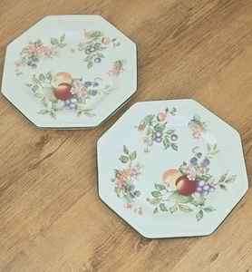 Vintage Johnson Brothers Fresh Fruit Pattern Large Octagonal Dinner Plate X 2 - Picture 1 of 10