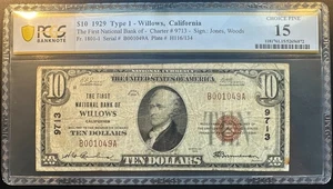 1929 $10 National Bank Note Willows California Ch# 9713 PCGS 15 Very Scarce Town - Picture 1 of 2