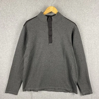 Hugo Boss Sweater Mens XL Grey 1/4 Zip Pullover Knitted Jumper 100% Polyester - Image 1 of 4