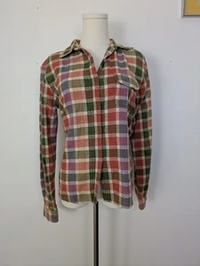 Vtg Cottagecore Top M Cotton Plaid  Country Cabincore Button Down Long Sleeve  - Picture 1 of 5