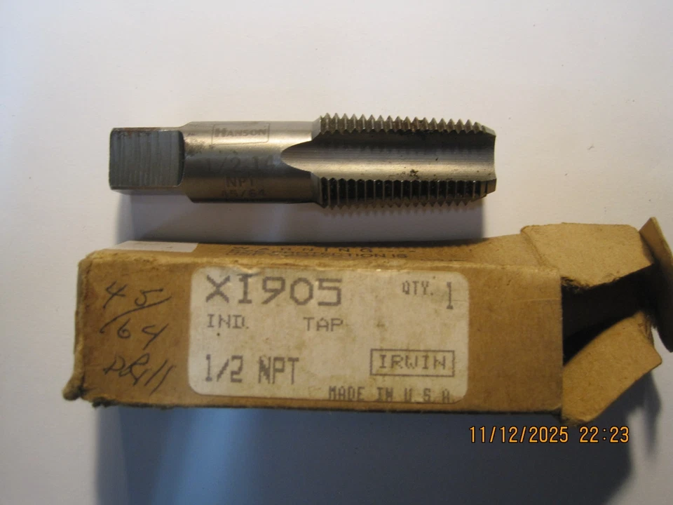 IRWIN HANSON  CARBON STEEL HIGH QUALITY 1/2" X14NPT PIPE THREAD CUTTING TAP - Image 1 of 1
