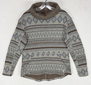 SMARTWOOL Hudson Trail Fleece Pullover Sweater Women’s Medium Turtleneck Aztec - Picture 1 of 13