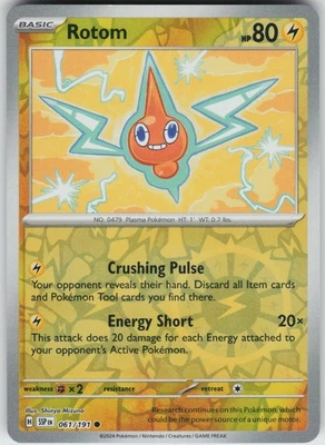Pokemon Rotom 061/191 SV08: Surging Sparks NM Reverse Holo card - Image 1 of 2