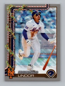 2025 Topps Holiday #H171 Francisco Lindor Silver Glitter New York Mets - Imagen 1 de 2