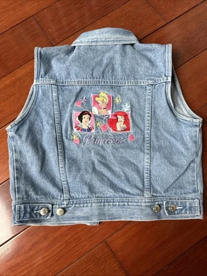 Chaleco Denim Princesa Disney De Colección Niñas L Ariel Blancanieves Cenicienta Bordado Foto 1 de 4