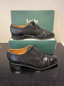 Loake Black Leather Oxford Derby Shoes 724B Uk 9 Vintage - Picture 1 of 14